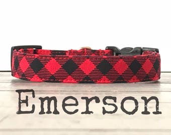 DOG COLLAR, Dog Collars, The EMeRSoN, Buffalo Plaid Dog Collar, Girl Dog Collar, Boy Dog Collar, Cool Dog Collars