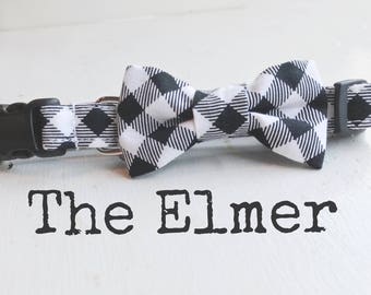 DOG COLLAR, Dog Collars, The ELMeR, Black and White, Buffalo Plaid Dog Collar, Girl Dog Collar, Boy Dog Collar, Cool Dog Collars