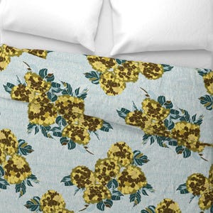 Luxury Floral Duvet Cover - Cottagecore/Boho/Farmhouse - Vintage Hydrangea in Blue - Designed by rePaperedShop - Twin/Queen/King