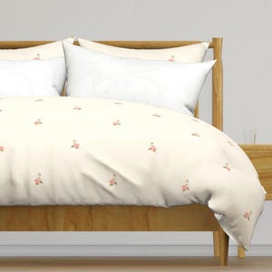 Sweet Simplicity 100% Cotton Sateen Duvet Cover - Cream/Pink - Cottagecore/Boho/Farmhouse/Grandmillenial - Twin/Queen/King