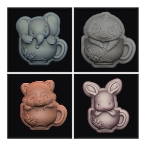 MOLD - Lindo bebé Animal Tea Time Plastic Bath Bomb Mold (set)