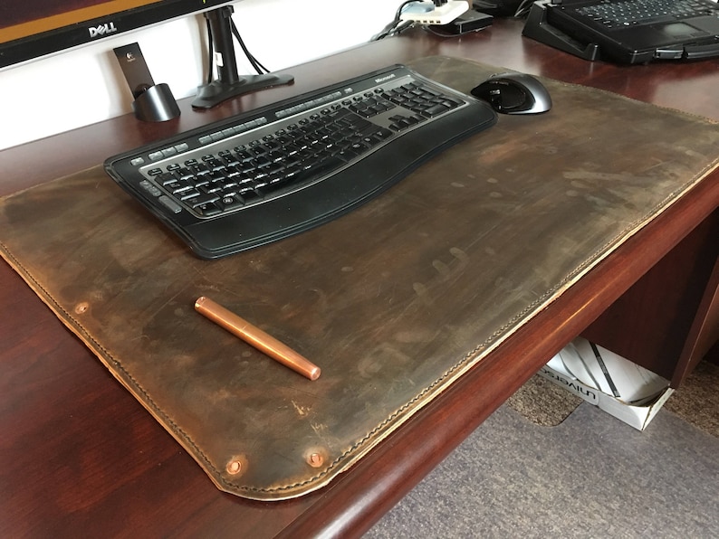 Hand Made Full Grain Leather Desk Pad With Lining. Large Etsy