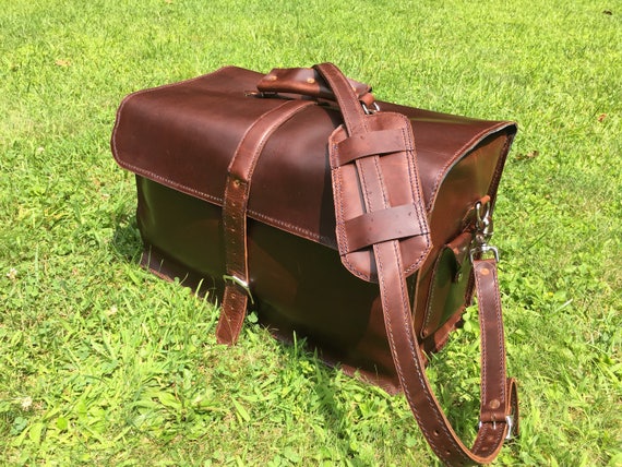 full grain leather weekender