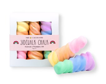 TWEE Rainbow Unicorn Horn Handmade Sidewalk Chalk - Set of 3