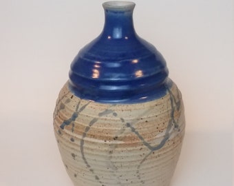 Pottery Vase Stoneware Flower Vase Handmade Ceramic Vase Handmade pottery - Blue Honeycomb Vase - Handmade Gift