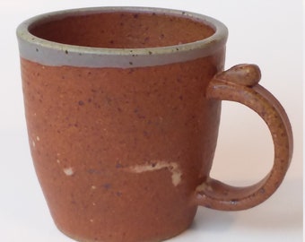 14 oz Orange Ceramic Pottery Mug, Handmade Mug