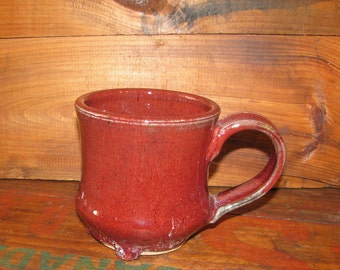 Handmade Pottery Mug, Fancy Ceramic Mug, Stoneware Coffee Cup, Copper Red Mug, Coffee Mug, Tea Cup, Handmade Christmas Gift, Rustic Mug