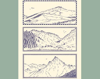 mountain illustration poster