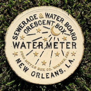 New Orleans Water Meter Cover - Vintage "Sir Saint" - Creme colored meter with black and gold accents - FREE SHIPPING