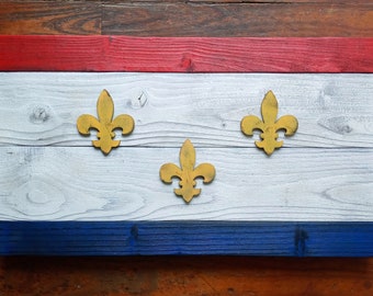 New Orleans Flag - Large (14" x 24").  Distressed Shou Sugi Ban Finish Cedar Flag - Indoor or Outdoor Use