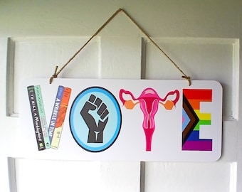 VOTE Door Hanger: Weatherproof Vinyl Sign with Stickers