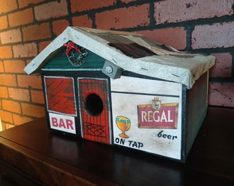 Snake & Jake's Christmas Club Lounge -themed Birdhouse. Handmade in New Orleans.