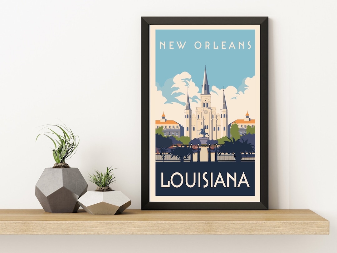 New Orleans 11x17 Vintage Travel Poster Fits Standard Frames. Includes