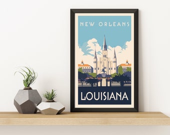 New Orleans 11"x17" Vintage Travel Poster -  fits standard frames.  Includes FREE sticker and FREE Shipping!