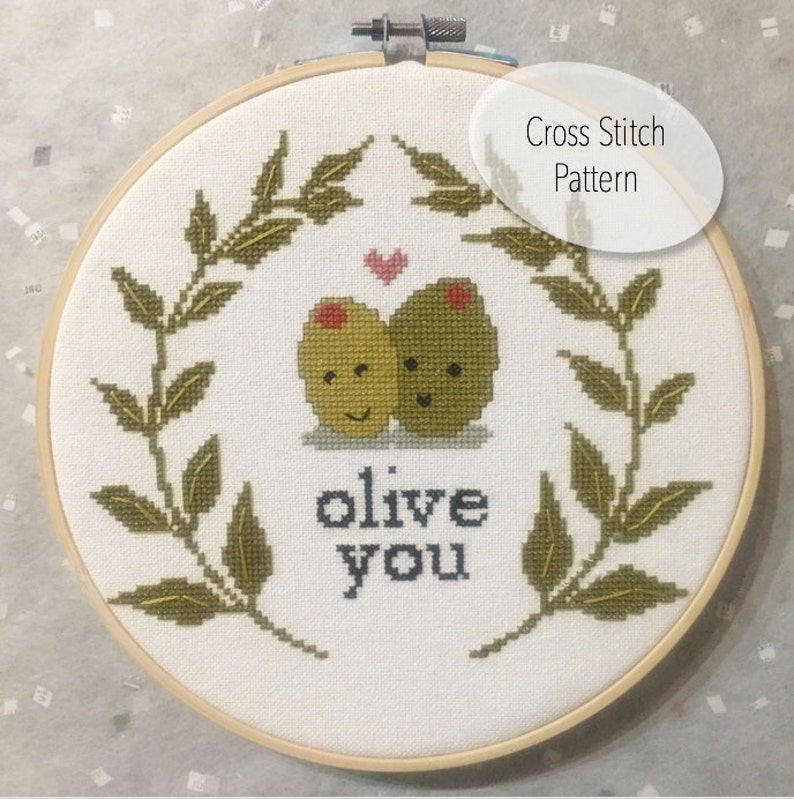 A Very Punny Set Olive You Bees Knees Hole Foods Cross Stitch PATTERN Set image 3