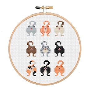 Cat Butts Siamese Calico Black Cat Tabby Cat Lady Cross Stitch PATTERN image 1