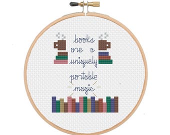 Books Are A Uniquely Portable Magic Stephen King Quote Cross Stitch Pattern