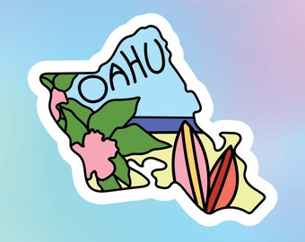 Hawaii Sticker, Oahu Sticker, Laptop Decals, Mackbook Decal, Stickers Mackbook Pro, Hawaii, Hawaiian Islands Sticker, For Hydroflask