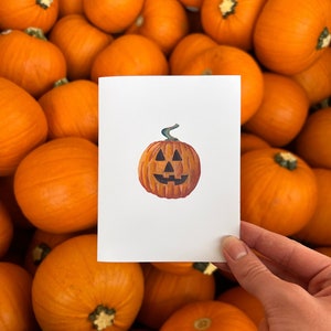 Kürbis Grußkarte 5er Set, Kürbis Meister, Kürbis Grußkarte, Erster Tag des Herbstes, Hochzeit Ideen im Herbst, toller Kürbis Aufnäher, Umschläge