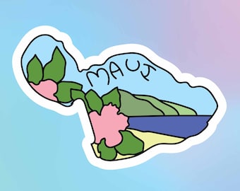 Maui Sticker, Maui outline sticker, Waterbottle Sticker, Maui Sticker,  Laptop Decals, Hydroflask, stickers