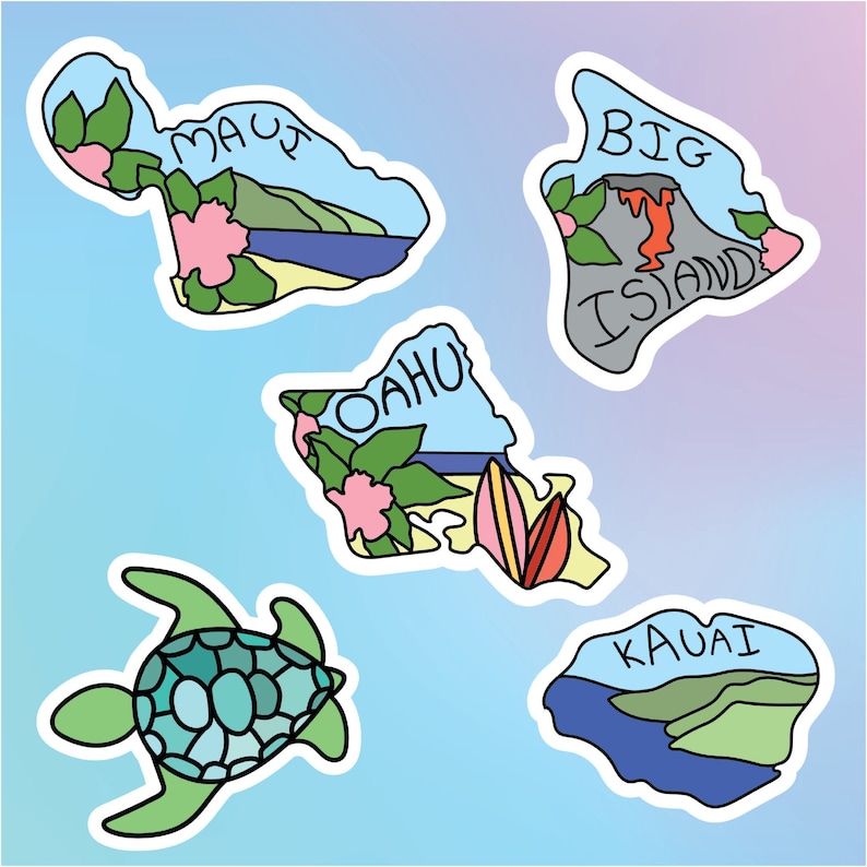 Custom Hawaii Sticker Pack Hawaii Sticker Pack Laptop Etsy
