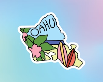 Mini Oahu Sticker, Oahu Sticker, Hawaii Sticker, Hawaii