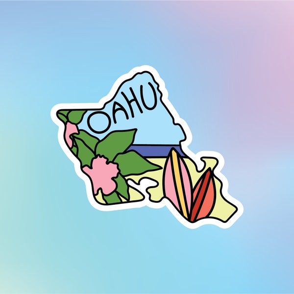 Mini Oahu Sticker, Oahu Sticker, Hawaii Sticker, Hawaii