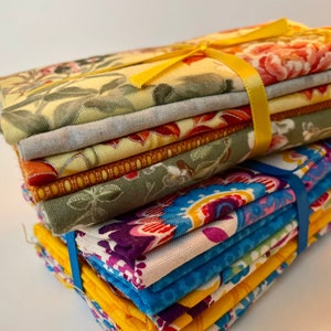 2-pack fat quarter bundle, 5 in each pack, 100% cotton fabric scraps, precut fabric