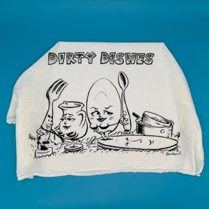 Dirty Dishes Dish Towel- kitchen towel - funny towel - tea towel - funny kitchen towel - gift