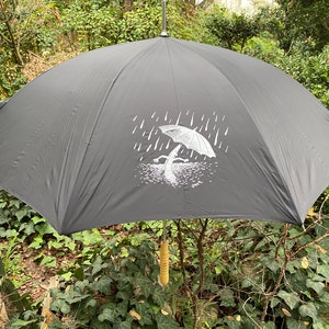 Umbrellas in the Rain Stick Umbrella - Wood Handle, Auto Open, 48&quot; arc, 8 panel umbrella, steel shaft, funny unique surreal gift