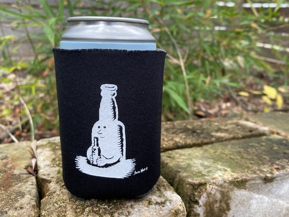 Bottle Drinking Bottle Koozie - 12oz Black Insulated Fabric Foam Drink Holder Surreal Funny Humor
