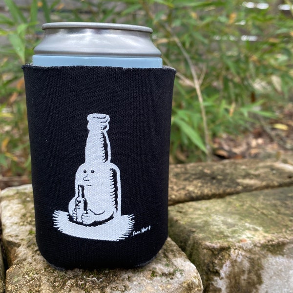 Bottle Drinking Bottle Koozie - 12oz Black Insulated Fabric Foam Drink Holder Surreal Funny Humor