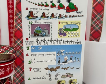 Les douze jours d'Austin - Carte de vœux, carte de Noël, carte de Noël d'Austin