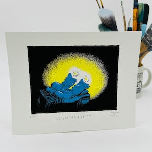 Illuminaughty - *NEW* Limited Edition Silkscreen Print by Sam Hurt - 8&quot; x 10&quot; Hand Made Print, Unique, Art, Funny, Cartoon, Gift