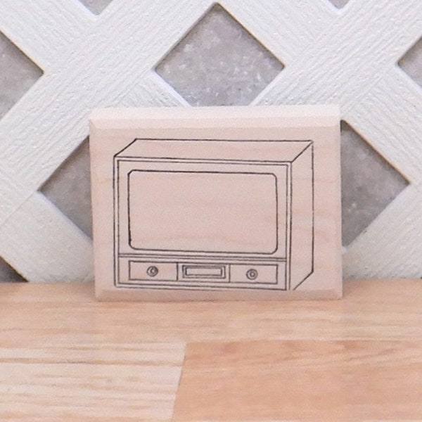 RARE FIND, Rubber Stamp, Wood Mounted, Television Set, Card Making, Scrapbooking / SUT - F1574MIS