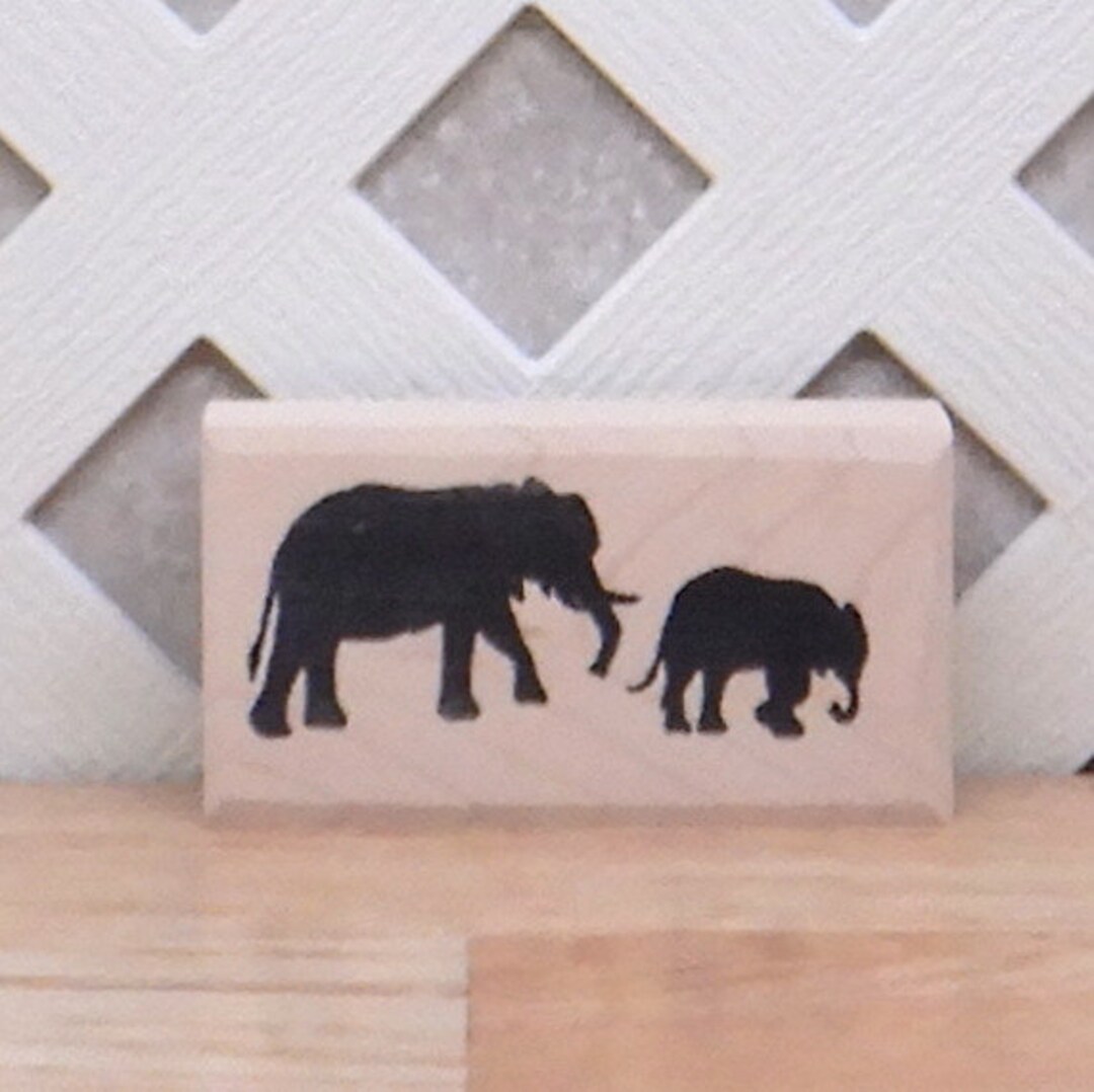 Rubber Stamp Wood Mounted Bold Elephants Card Making Stamp Etsy