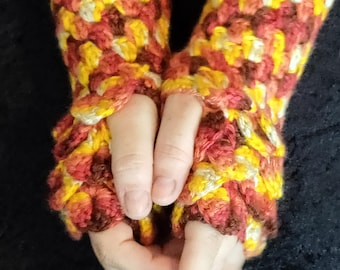 Dragon Scale Fingerless Gloves - Knitting Gloves - Crochet Texting Mittens - Fingerless Mits - Arm Wamers - Gift for Her