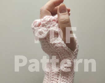 Simple Fingerless Gloves Crochet Pattern - Button Gloves - Crochet Handwarmers - Knitting Gloves - Pattern Only - Beginner Pattern