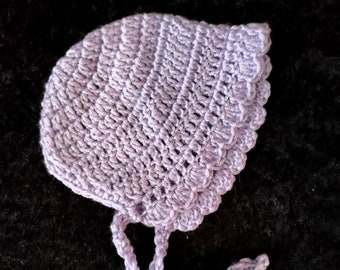 Lavender Newborn Preemie Bonnet - Crochet Infant Bonnet - New Baby Gift - Gift for her