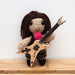 Amigurumi Art Doll - Dimebag Darrell Pantera Doll - Crochet Plush Toy - Doll with Guitar - Heavy Metal Toy