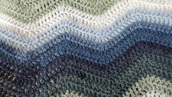 Zig Zag Crochet Blanket Pattern Wave Pattern Chevron Etsy