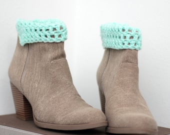 Mint Colored Boot Cuffs - Folded Edge Boot Sock - Gift Idea - Boot Accessory - Winter Fashion