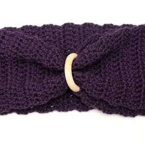 Purple Scarf with Wooden Ring Closure I Love this Yarn Gift for Her Infinity Scarf Boho Fashion image 2