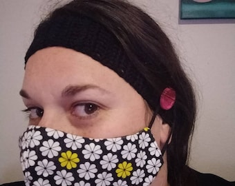 Mask Holder Crochet Head Band - Nurse Headband - Hair Band - Headband - Gift for Her - save the Ears - Button Headband - Gift Idea