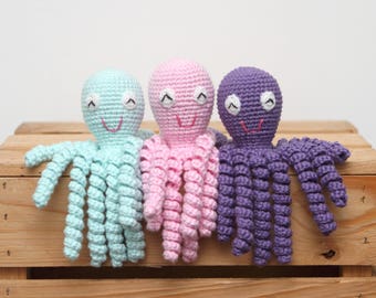 Crochet Preemie Octopus Amigurumi - Baby Shower Gift Idea - Mini Octopus Preemie Newborn Lovey - 100% Cotton - Premature Baby Octopus