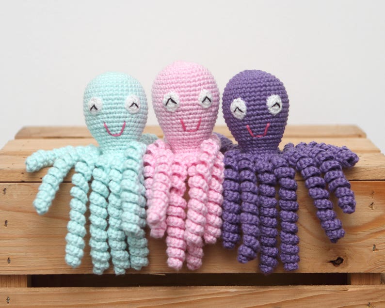 Crochet Preemie Octopus Amigurumi Baby Shower Gift Idea Mini Octopus Preemie Newborn Lovey 100% Cotton Premature Baby Octopus image 1