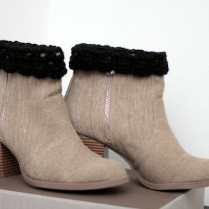 Black Crochet Boot Cuffs - Winter Socks - Crochet Boot Accessory - I love this Yarn - Gift for Her