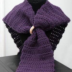 Purple Scarf with Wooden Ring Closure I Love this Yarn Gift for Her Infinity Scarf Boho Fashion image 1