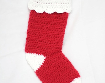 Crochet Christmas Stocking - Classic Red and White Sock - Santa Sock