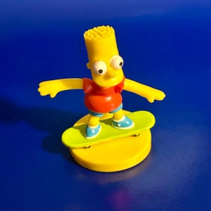 Bart Simpson 2003  2.25” plastic figurine. Bart Simpson riding a skateboard, The Simpsons Cake Topper, Bart Simpson Collectibles